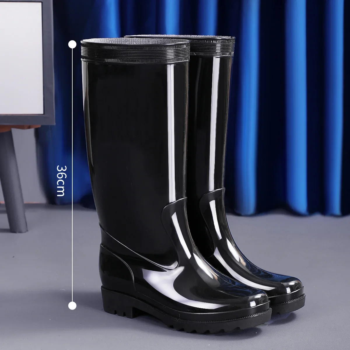 Bottes de pluie pêche homme tube haut imperméables antidérapantes avec doublure polaire chaude