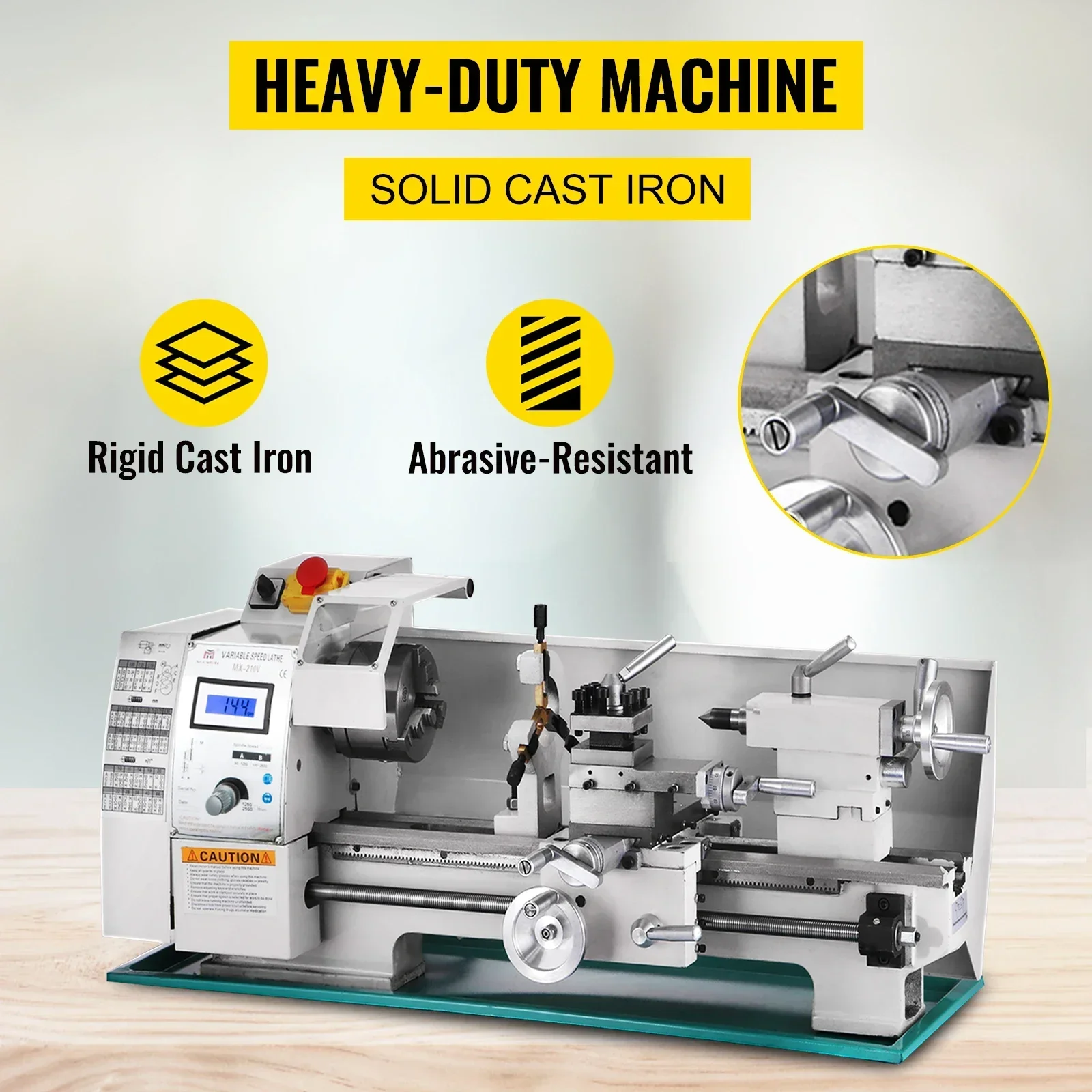 SIHAO Mini-Metalldrehmaschine 8 x 14 Zoll, Mini-Drehmaschine 2250 PRM variabler Geschwindigkeitswechsel, 600 W Metallbearbeitungsdrehmaschine, zum Metalldrehen – Detail 4