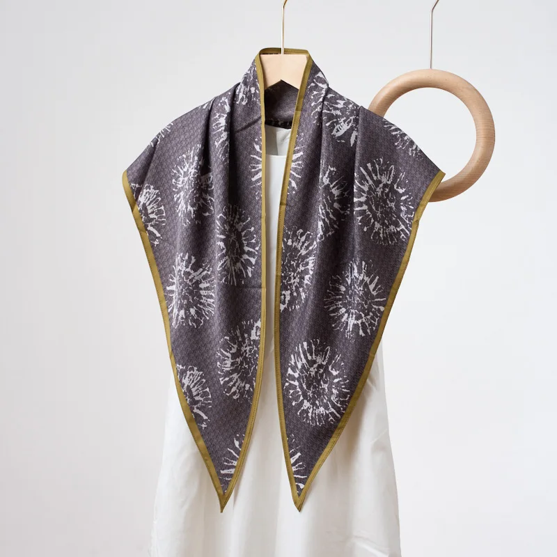 Luxuriöser Reiner Baumwoll-Seidenschal Dreieckstuch Damen Halstuch Taillengürtel Dekorativer Kopfschal Sommer Neuer Stil Elegante Pendler-Dame – Detail 12
