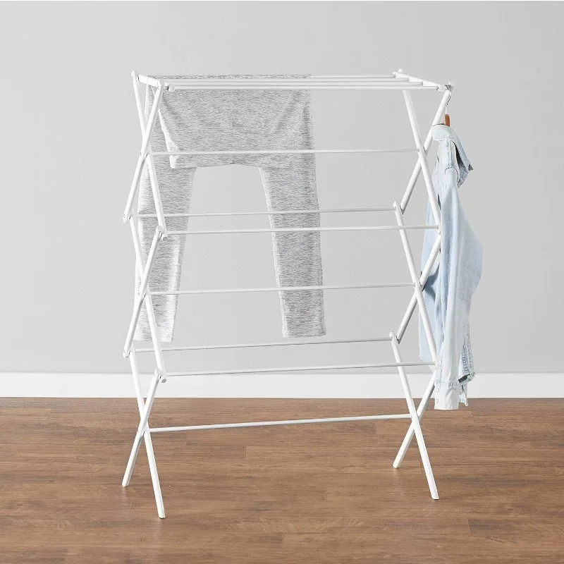 Foldable Portable Laundry Rack for Air Drying Clothing, Indoor Outdoor Use - 14.5" D x 29.5" W x 41.8" H, White 5