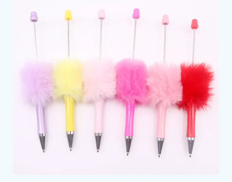 20Pcs Newest Plush Beaded Pen Bead DIY Pen Plastic Beadable Pen Bead Pen School Office Writing Supplies Stationery Wedding Gift