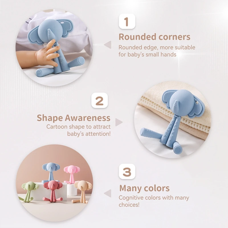 1PC Baby Silicone Teether Toys Food Grade Silicone Animal Grip Teething Toys for Newborn Soothing Tooth Teething Toys Gift 3