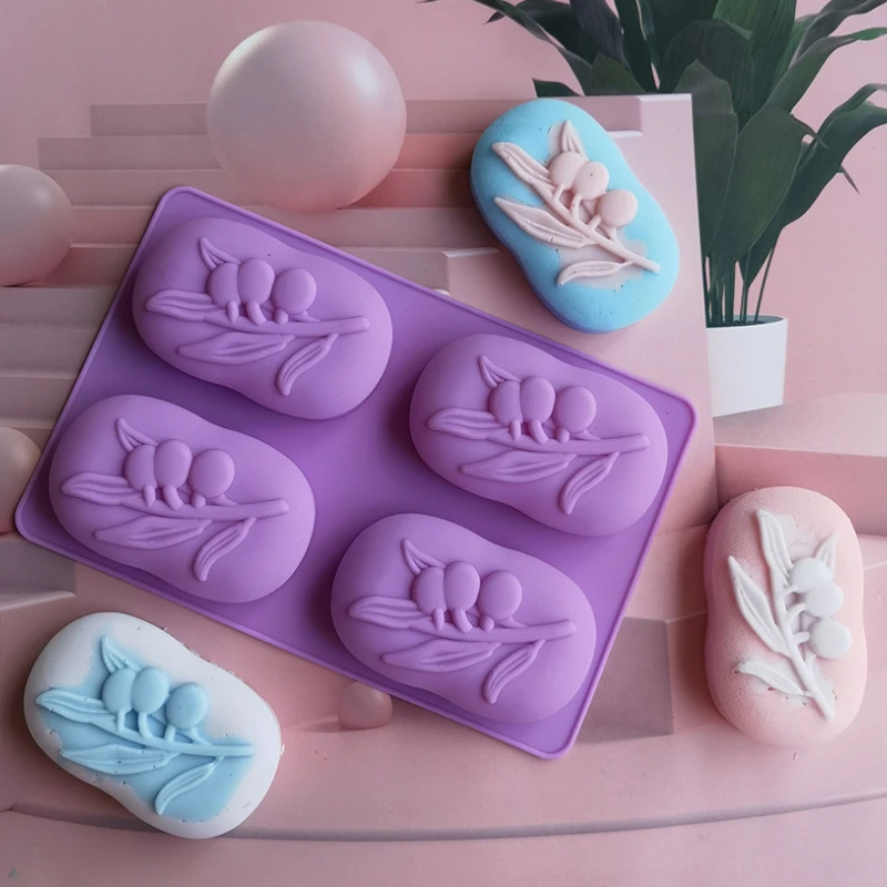 Oval Olive Tree Silicone Soap Mold 4 Cavities silicone soap molds