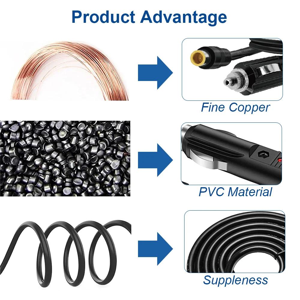 남성용 담배 라이터 플러그 케이블, 자동차 전원 케이블, Dvr 블루투스 스피커, 카메라 GPS 노트북용, Dc7909, 12V-24V, 10A