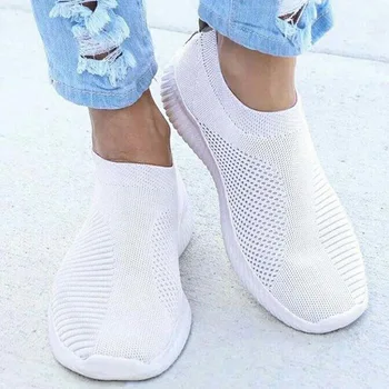 Women’s White Slip-On Sneakers 1
