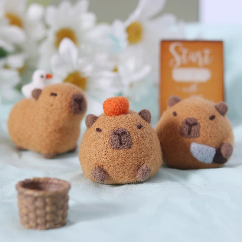 1PC Cute Animal Capybara Wool Kit DIY Desktop Decorations