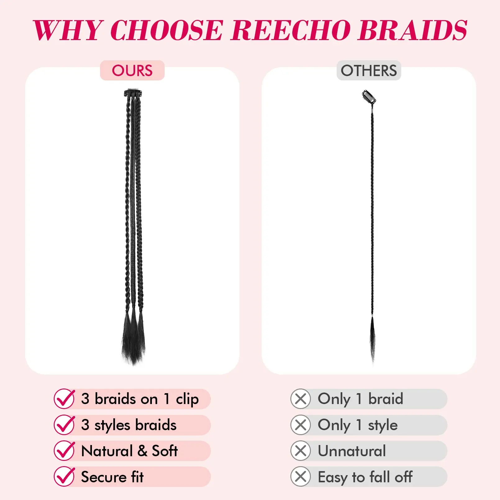 Clip Style Baby Braids Natural Soft Synthetic Hair Patches 6 22 Inch Long Hair extensions