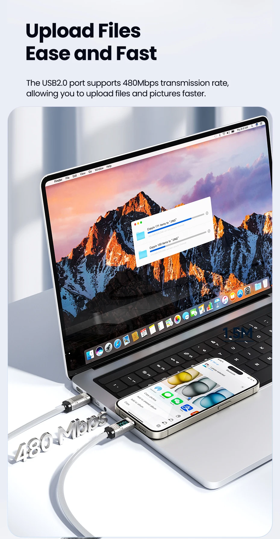Toocki Typ C zum Beleuchtungskabel, 20 W, PD-Schnellladung, Digitalanzeige, USB 2.0-Gehäuse aus Zinklegierung für iPhone 14 13 12 Datenkabel – Detail 9