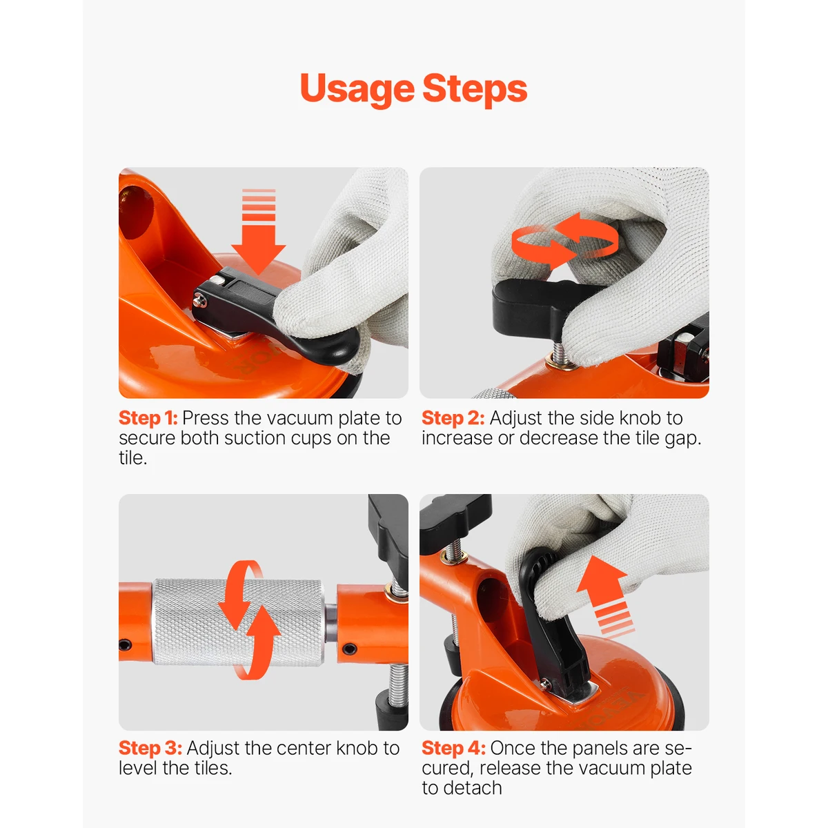 SucceBuy 2 Packs Stone Seam Joiner 180°Adjustable Seamless Seam Setter with 5 in Vacuum Suction Cups Installation Tool for Tile — view 5