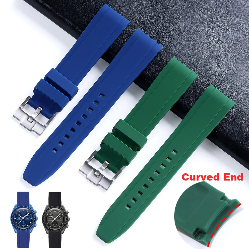 Cinturino Per Orologio In Silicone Con Estremità Curva 20Mm Per Omega Per Cinturino Swatch Moonwatch Cinturini Impermeabili Per Bracciale Rolex Water 