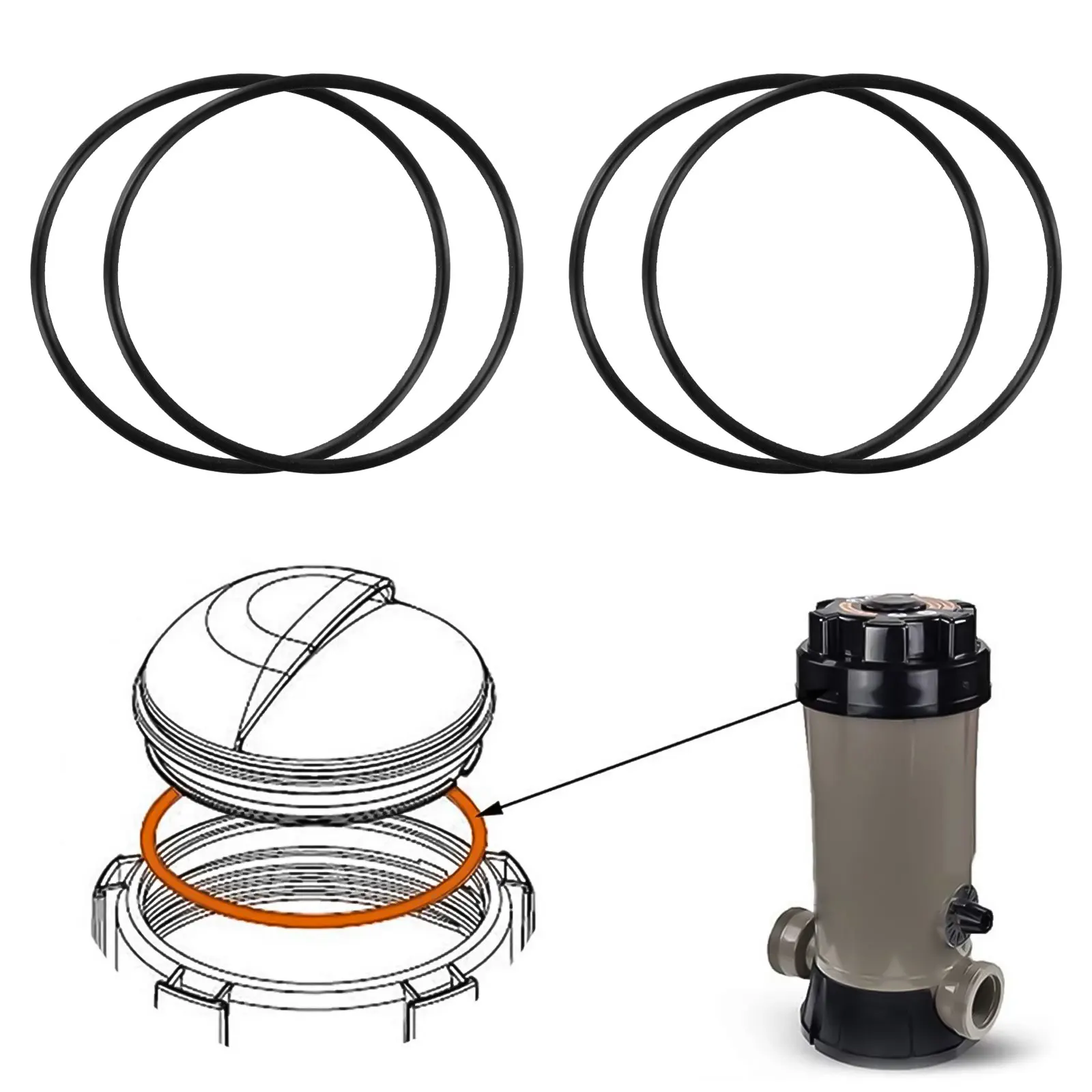 

Pool Chlorinator Lid O-Ring Replacement Parts CLX200K For Off-Line Chlorinator CL200 & CL220 Pool Cleaning Tools