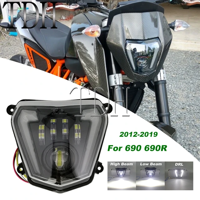 Motorcycle LED Headlight High/Low Beam with Angel Eyes DRL Assembly Kit  Replacement Head Lights For KTM Duke 690 690R 2012-2019 - AliExpress