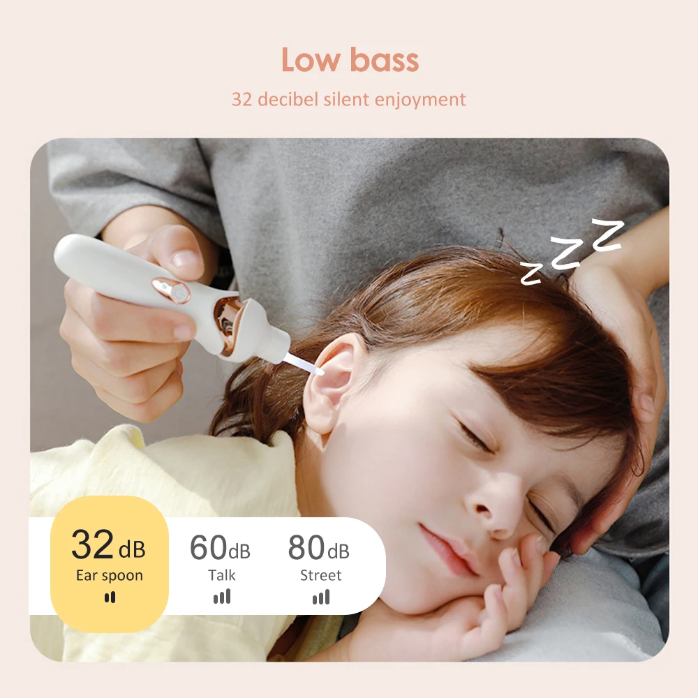 Electric Luminous Ear Wax Suction Remover Ear Pick Set LED Light Visual Ear Cleaner Tool  Rechargeable For Children Adults 3