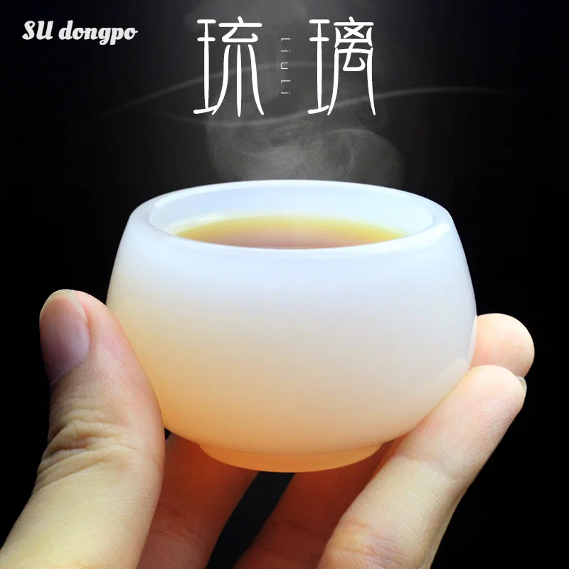 

Chinese Style Teacup White Jade Porcelain Kung Fu Tea Set Ceramic Glass Glaze Personal Customized Tea Cup Bowl Teaware Gift
