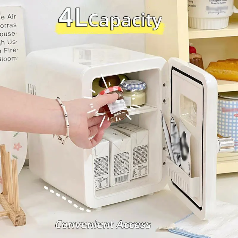 4L Mini Refrigerator Small Household Fridge Vehicle Freezer Dual Use Of Refrigeration And Heating Home Appliance Beer Cooling