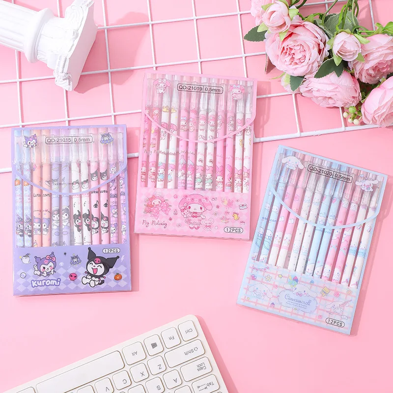 

72 pcs/lot Sanrio Cat Dog Erasable Gel Pen Cute 0.5mm Black/Blue Ink Neutral Pens Promotional Gift Office School Supplies