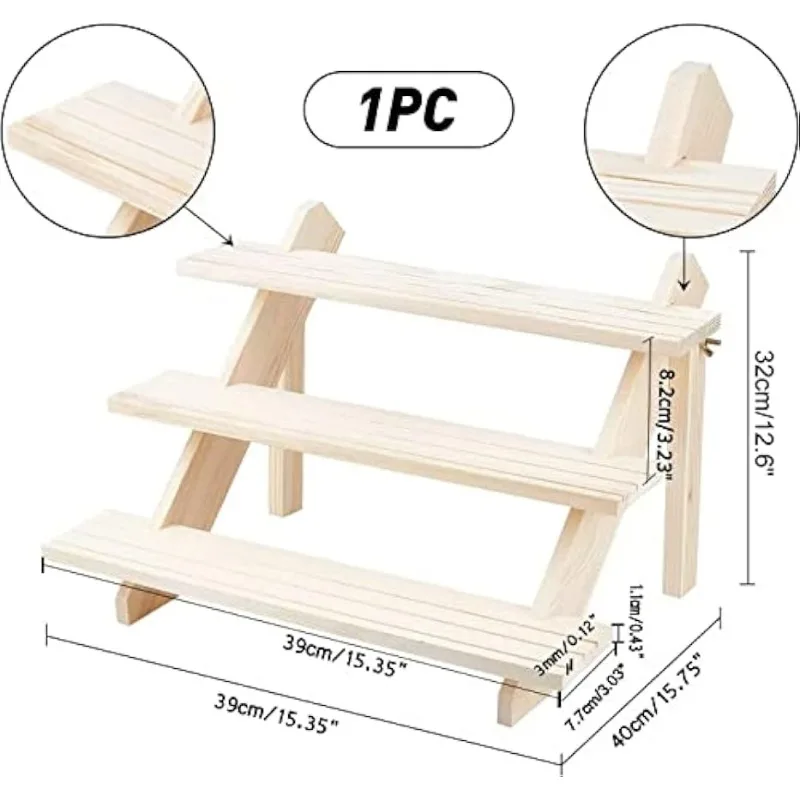 3-Tier Log Retail Earring Display Riser Earring & Ring Holder Detachable Unfinished Wood Retail Jewelry Card Display Stand jewelry box,jewelry accessories