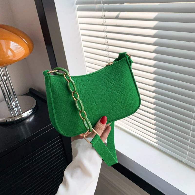 Fashion 1PC Felt Shoulder Bags for Women Women's Subaxillary Bag Design Advanced Texture Armpit Handbags Purses Saddle Bag