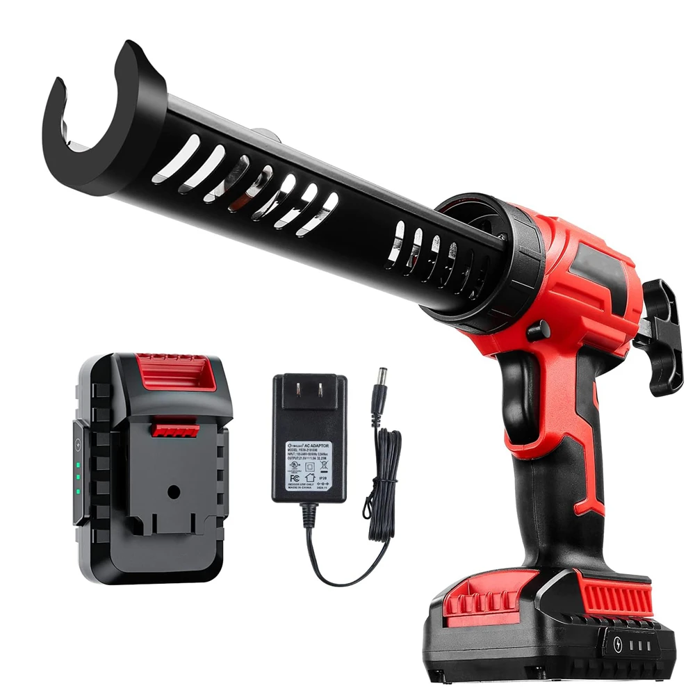 

18V-21V Electric Caulking Gun Cement Glass Adhesive Applicator Tool Wireless Glue Seal Machine Propulsion with 2000mAh Battery