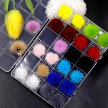 

New 24pcs/lot Nail Pom Fluffy Plush Ball Soft Detachable Magnetic Pom Poms with Pendants 3D Nail Art DIY Nail Charm Accessories