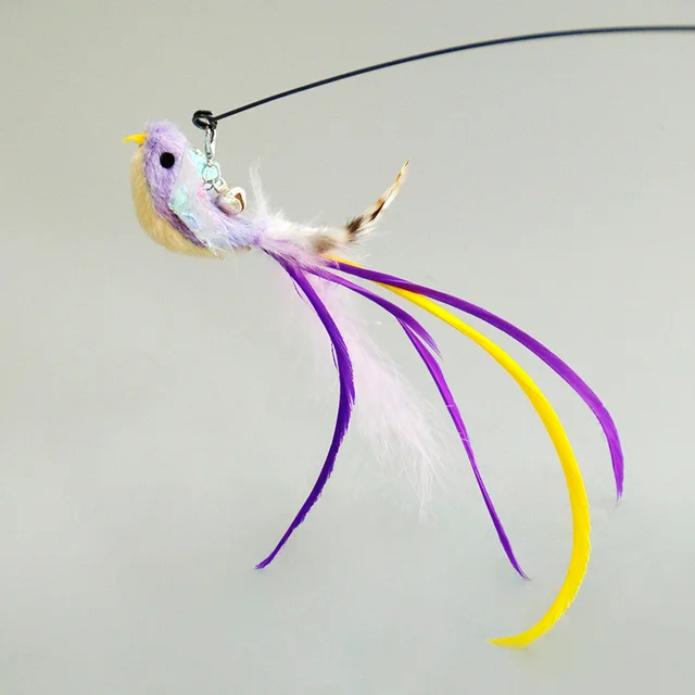 Handfree Bird/Feather Cat Wand with Bell Powerful Suction Cup Interactive Toys for Cats Kitten Hunting Exercise Pet Products 4