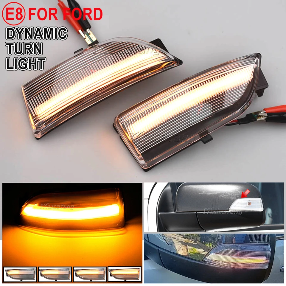 QKLsudua Dynamic LED Side Mirror Turn Signal Lights - Sequential Blinker For Ford Everest 2015-2019 & Ranger T6 2012-2019, Crystal White