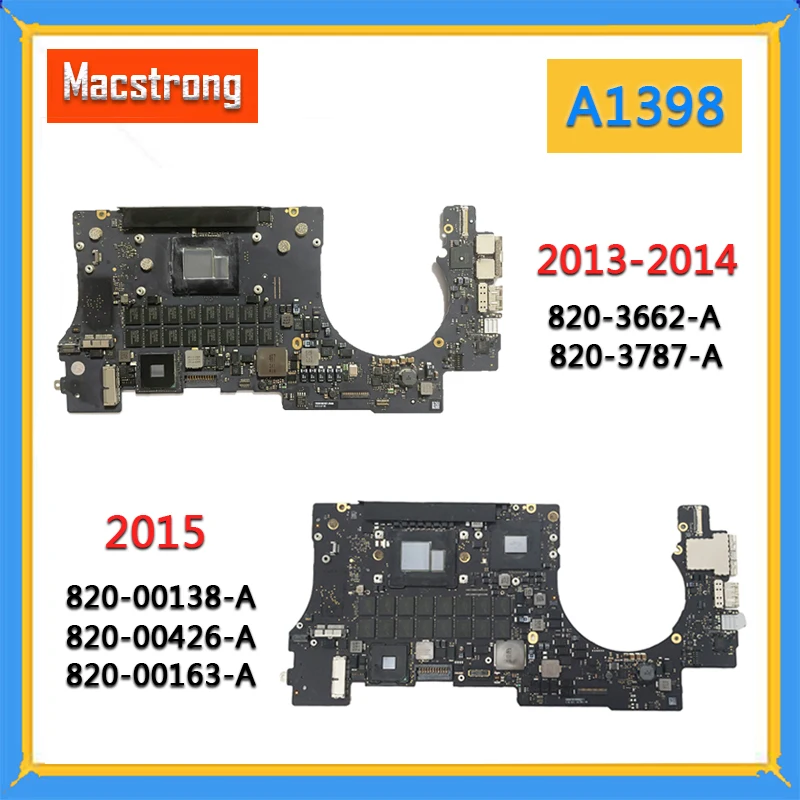 

Оригинальная материнская плата A1398 2013 для MacBook Pro 15 ", логическая плата A1398 i7 2,0G 8 Гб 2014 820-3662-A 820-00138-A 820-00426-A 2015