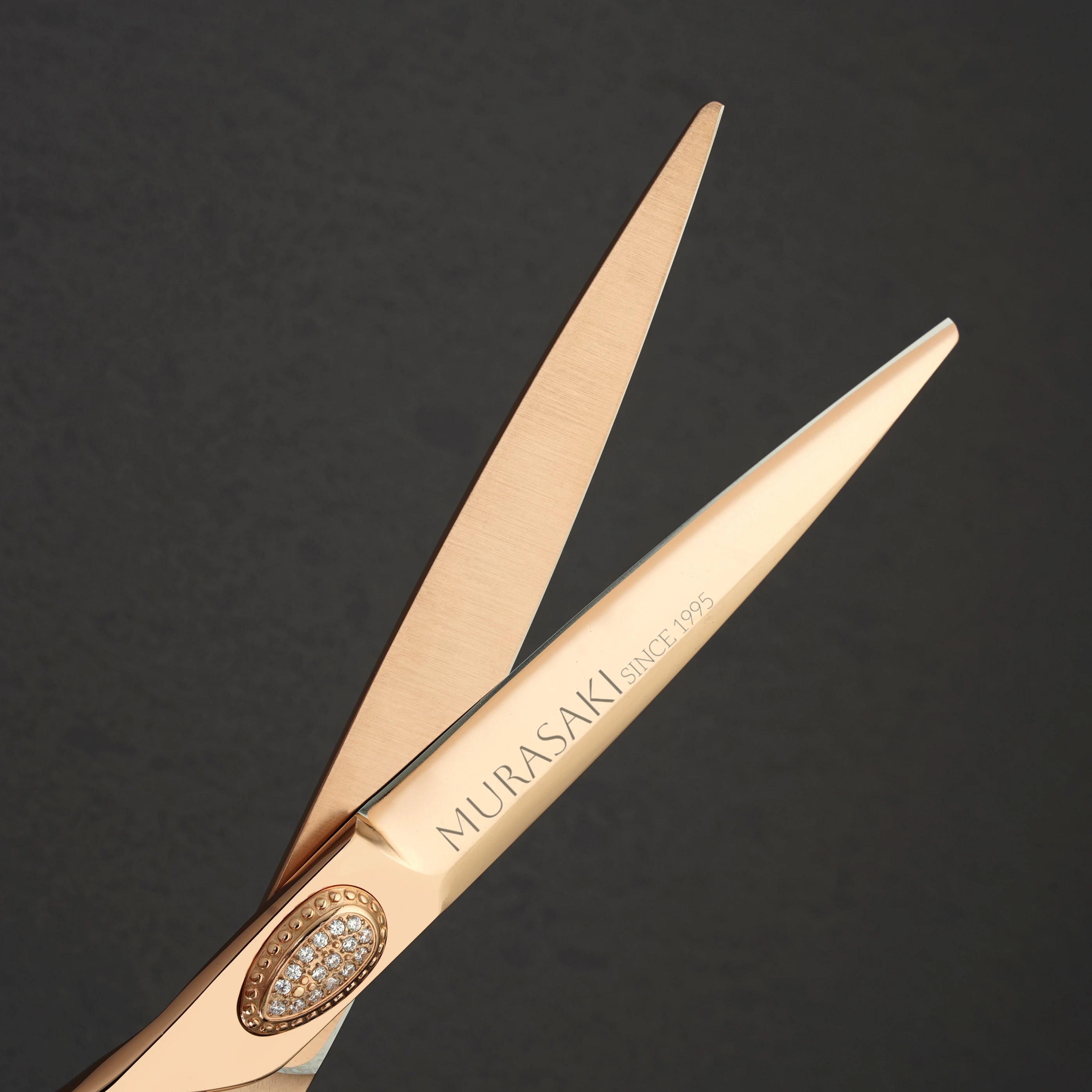 MURASAKI 전문가용 왼손 가위, 6.0-7.0인치 로즈 골드 코팅 이발사 가위, 최고급 VG10 강철 헤어 커팅 도구