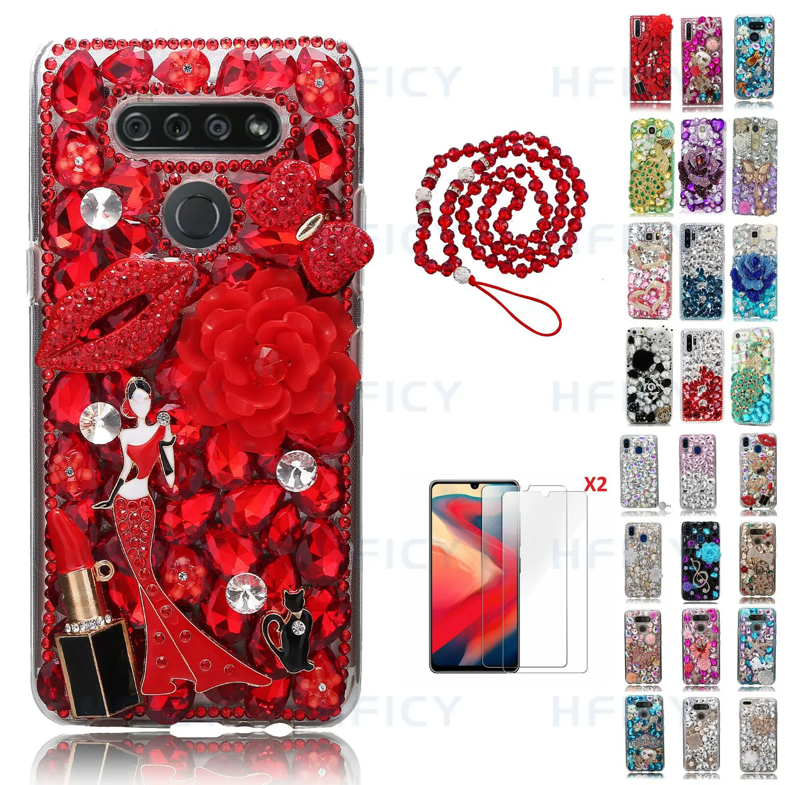 For TCL Stylus 5G case,Girly Sparkly Glitter Luxury Rhinestones Gems Phone  Cover