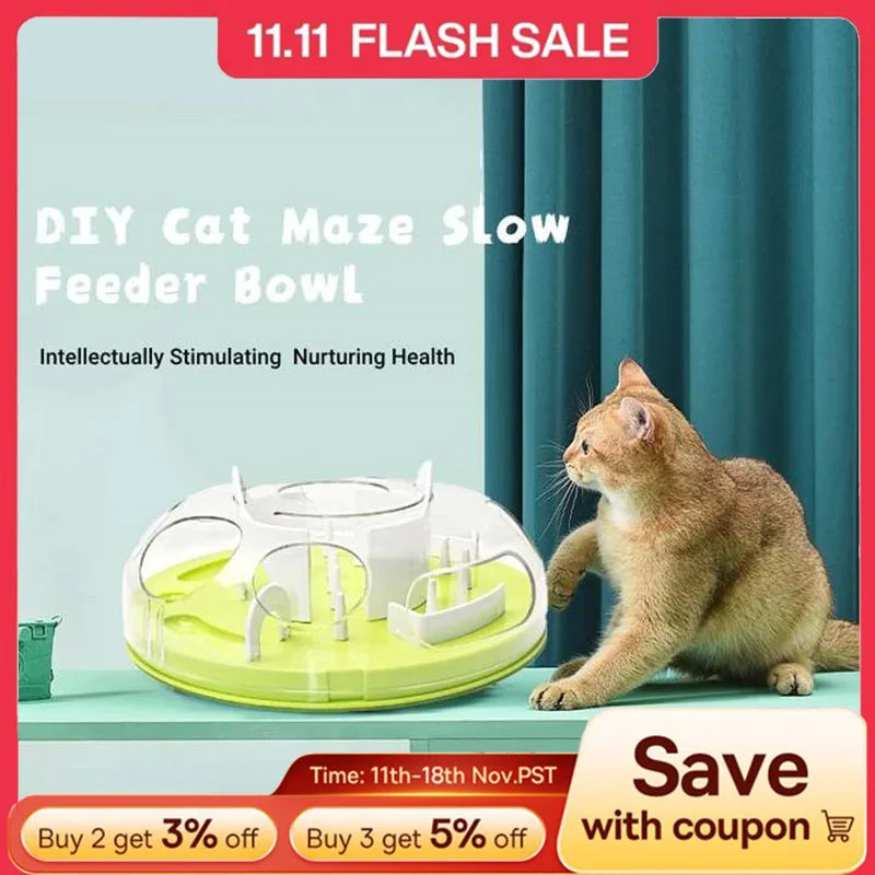 Cat Food Puzzle Cat Puzzle Feeder Slow Food Bowl – Interactive