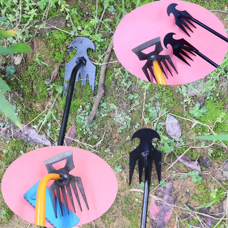 Weeding rake uprooting tool Garden rake root removal manganese steel trumpet hand-held loosening and digging vegetables