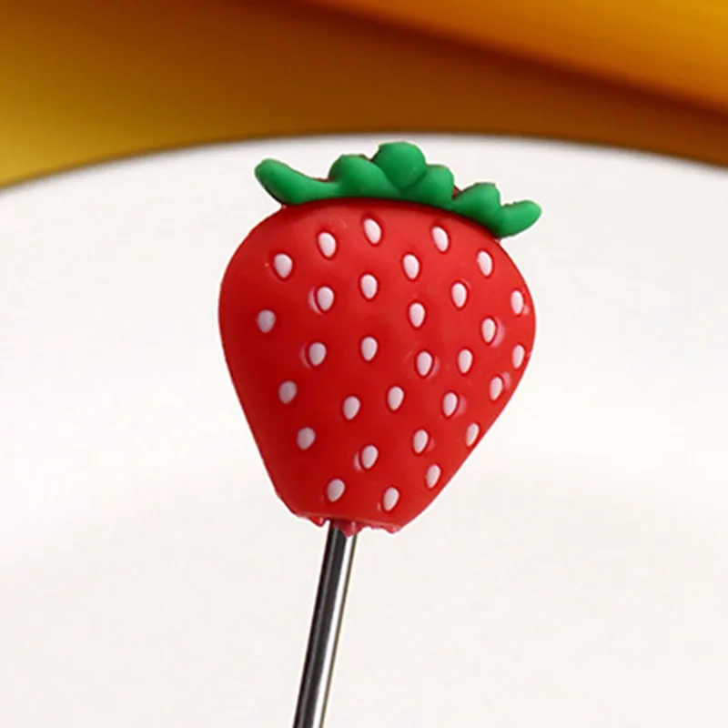 Stainless Steel Stir Bar Reusable Drinks Cocktail Stirrer with Silicone Fruit Decoration Mixing Rod for Home Kitchen Bar Party