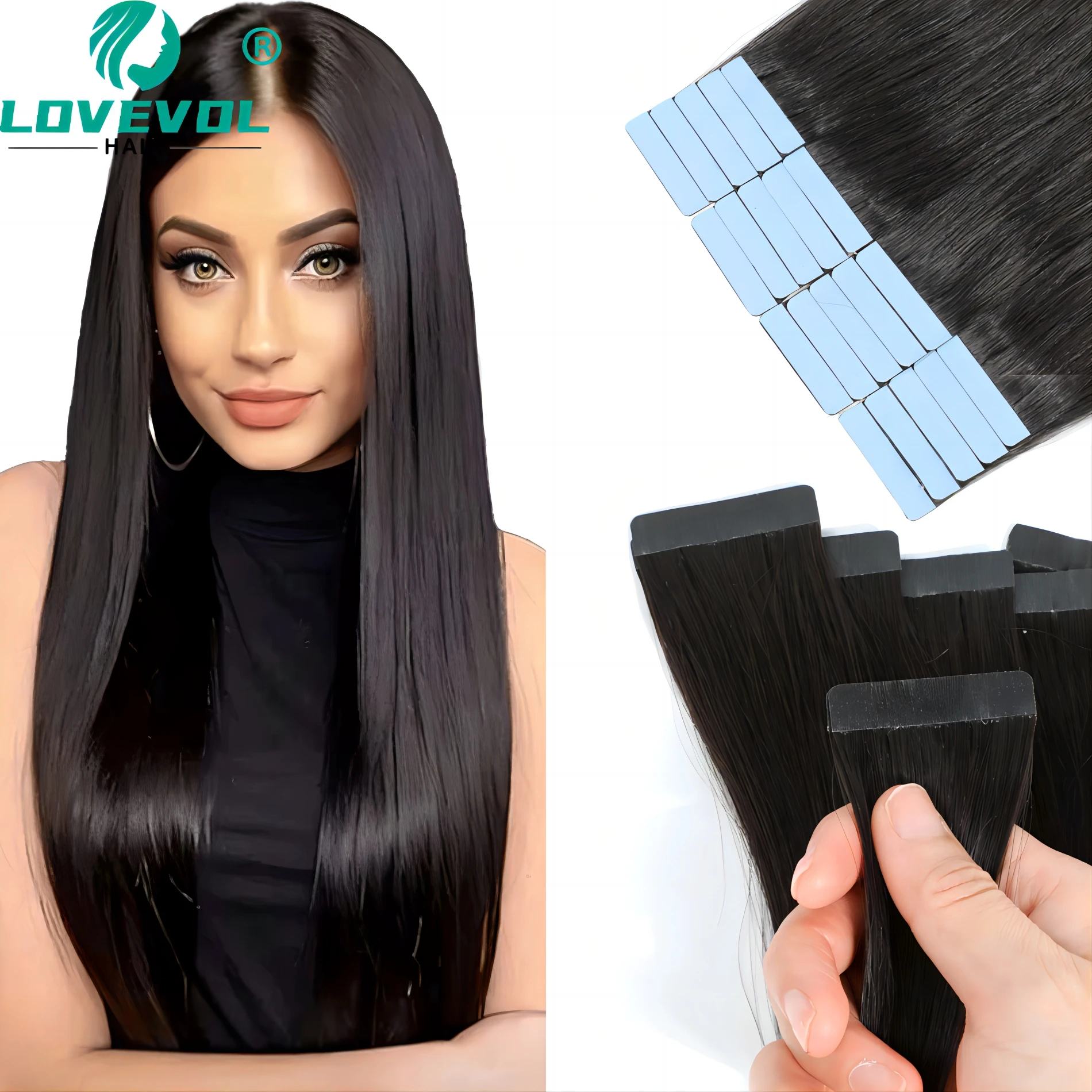 

LOVEVOL прямые волосы ленты для наращивания натуральные человеческие волосы настоящие волосы Реми невидимые бесшовные ленты в волосах 40 шт./упаковка разных цветов