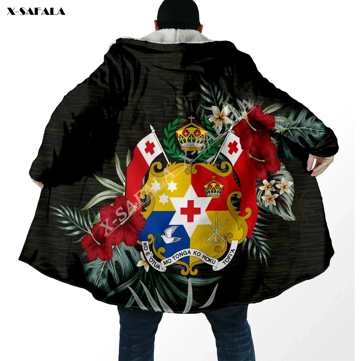 

Samoa Polynesian Hibiscus America 3D Printed Hoodie Long Coat Hooded Cloak Thick Down Jacket Outerwear Cotton Pullovers Dunnes