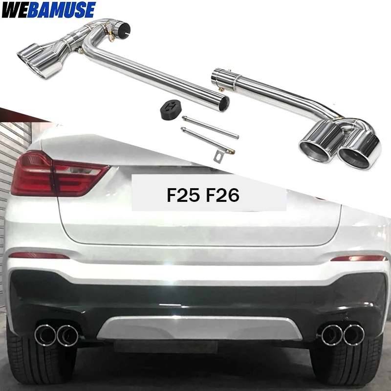 Muffler Tailpipe Exhaust System Upgrade Four Outlet Tailpipe Tip Stainless Steel Carbon Fibre for BMW X3 X4 F25 F26 2012 -
