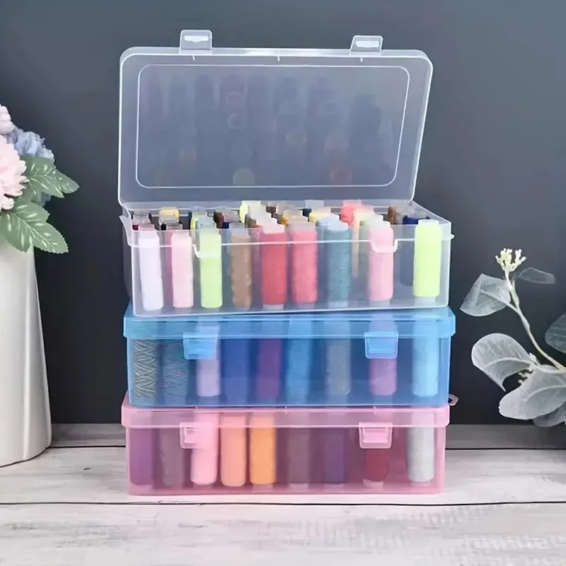Sewing Storage Box 42 Axis Sewing Threads Box Bobbins Storage Case Transparent Needle Spool 24 Grids Organizer Household DIY Sewing Accessories