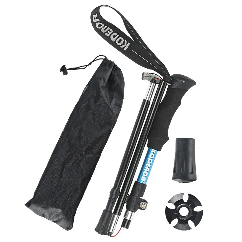 Folding Hiking Poles 5 sections Cane 6061 aluminum alloy Walking Stick Outdoor mountain climbing 2