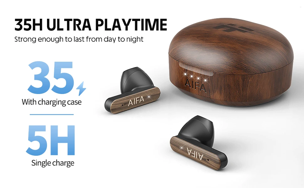 AIFA Wooden Bluetooth Earphone Wireless High Quality Noise Canceling 5.3 Microphone Leisure Games Bluetooth Headset For Calls