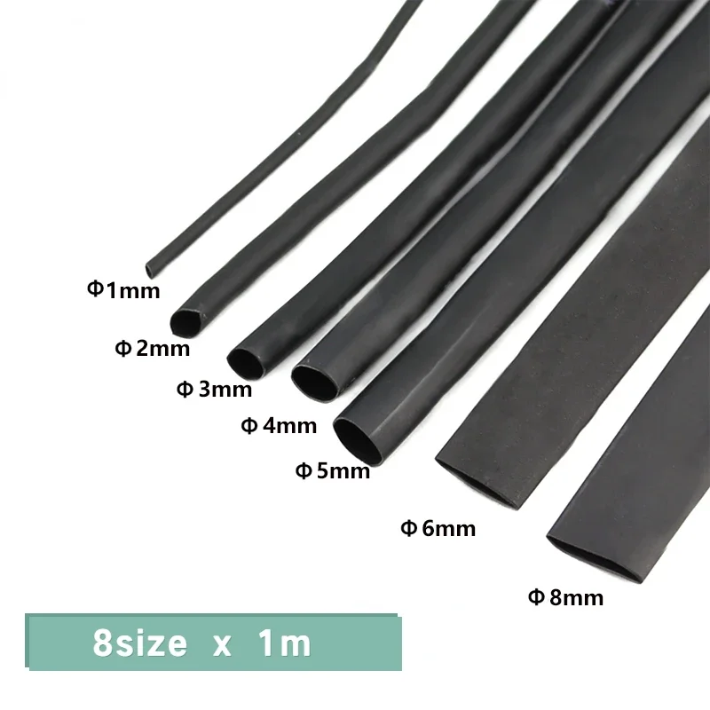 Insulation Shrink Wrapping Heat Shrink Tubing 8 Meter/Set 2:1 1/2/3/4/5/6/8mm For Cable DIY Connector Wire Kit