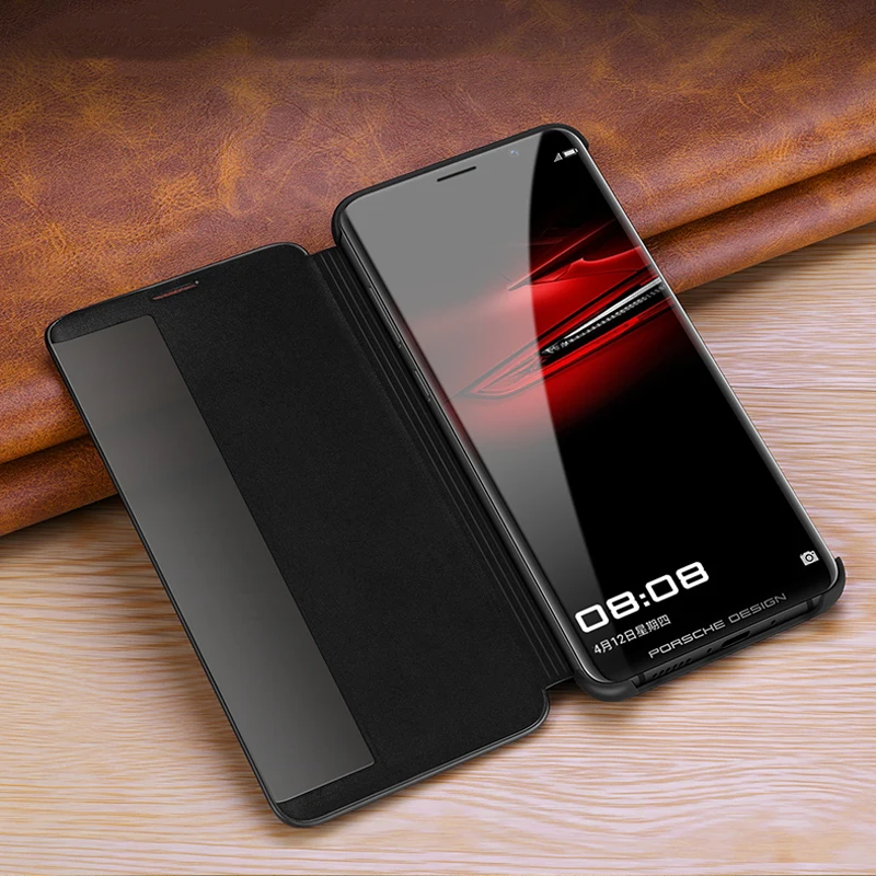 Vintage Cross Genuine Leather Cases For Huawei Mate Rs Porsche Pro Thin Smart Awake Sleep Flip Case Cover