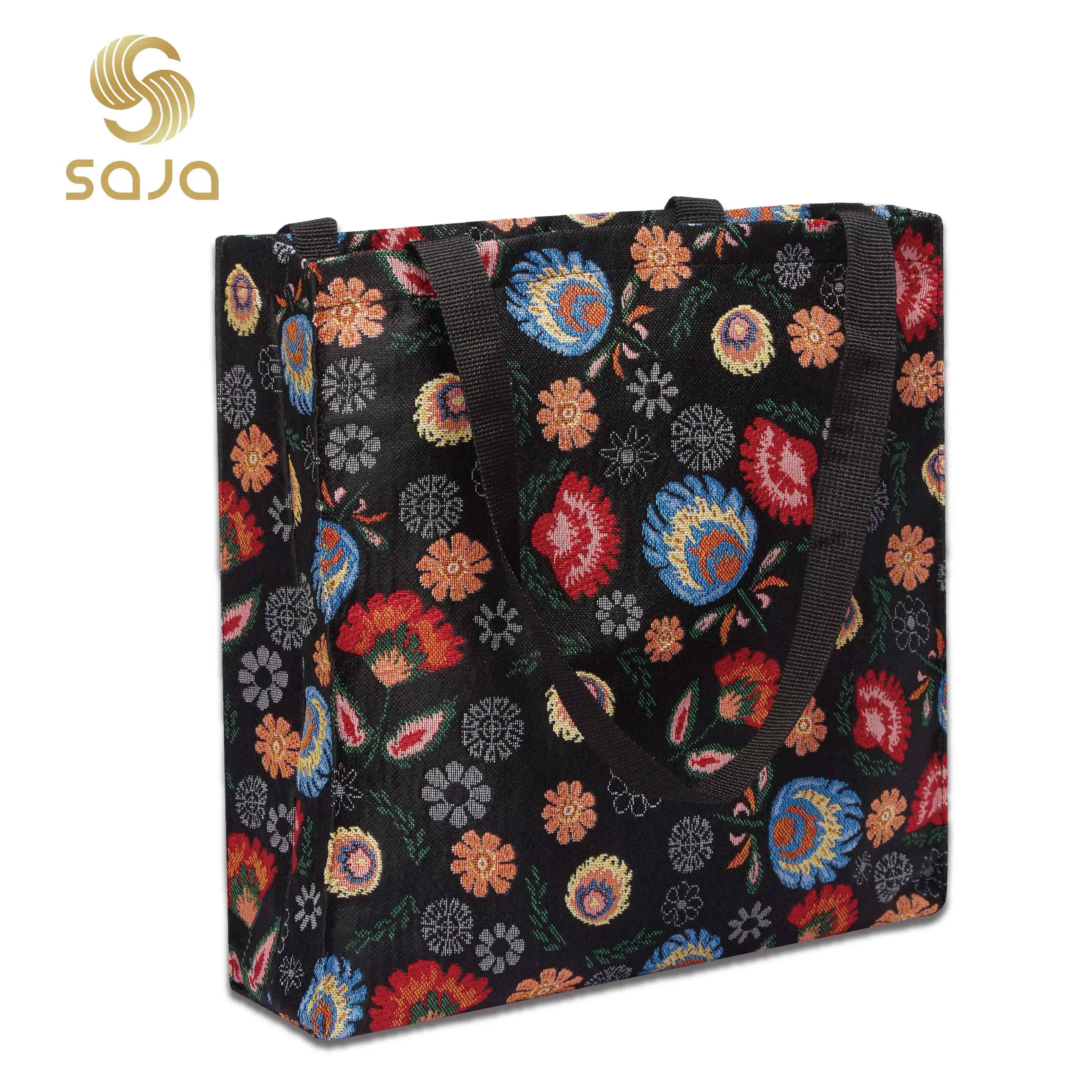 SAJA Foldable Shopping Bag Large Capacity Tote Bag Woman's Shoulder Bags Garden Flower Female Gril Beach Grocery Bag for Travel flower sereise to do list refrigerator memo magnetic note pad fridge memo pad grocery shopping list pad magnetic notepads