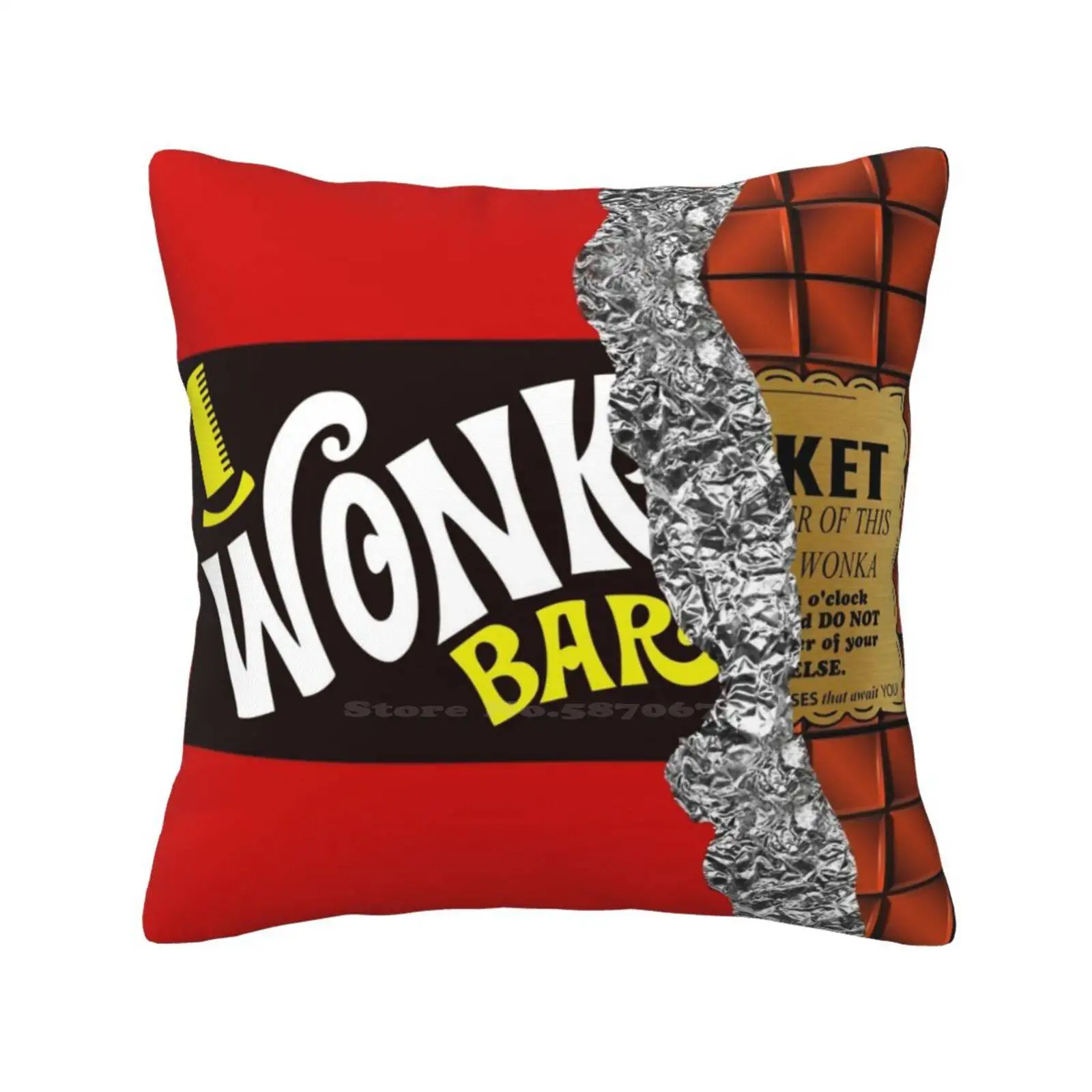 Wonka Biglietto Dorato Cuscino Da Tiro Al Cioccolato Fodera Per Cuscino Fabbrica Di Cioccolato Wonka Pura Immaginazione Muslimcandy