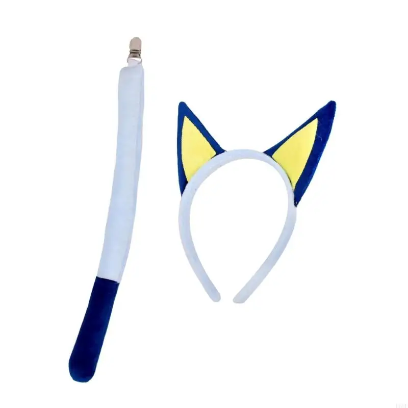 H58E Dog Ears and Tail Headband Set for Children Cosplay Costume Accessories