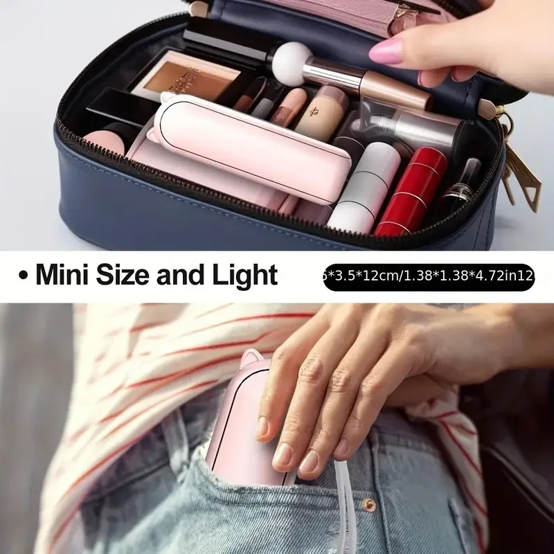 Portable Mini Fan, USB Rechargeable, 3-speed Adjustable, Foldable Handheld...