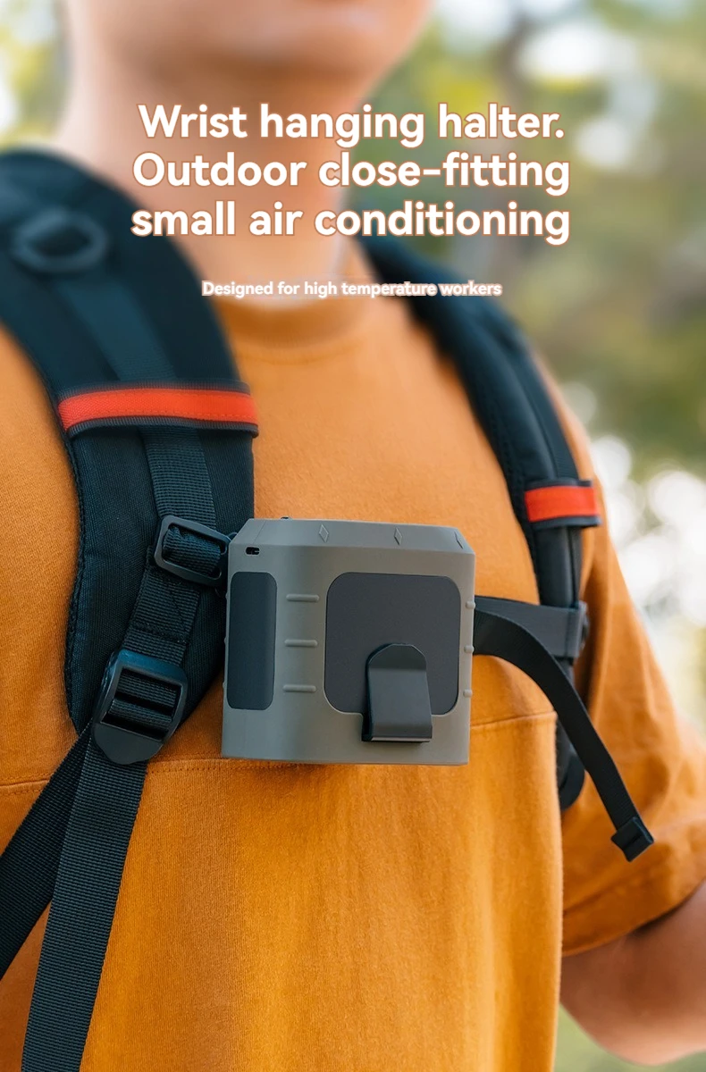 Description Picture 2 of itemNew portable hanging neck fan usb charging outdoor work portable leafless fan light camping hanging waist fan