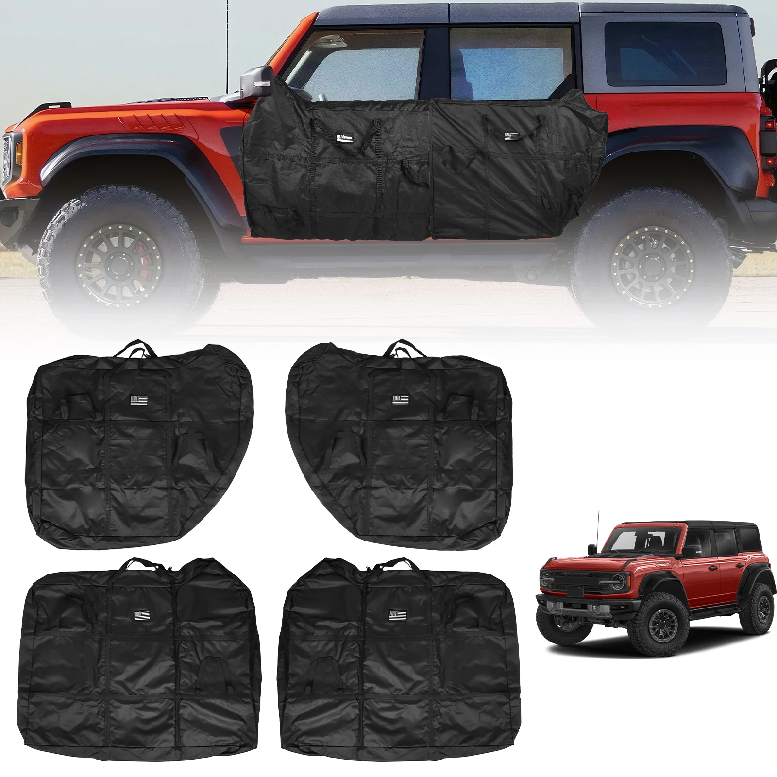 4pcs Door Storage Bag Doors Protection Storage Bag Doors Panels Organizer Bag for Ford Bronco 2021 2022 2023 2024 2025 4 Door
