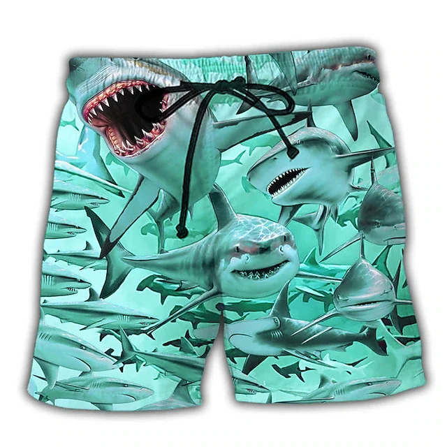 New Men's Board Short Swim Shorts Swim Trunks Drawstring Shark Graphic Prints Quick Drying Casual Holiday Hawaiian Shorts 4