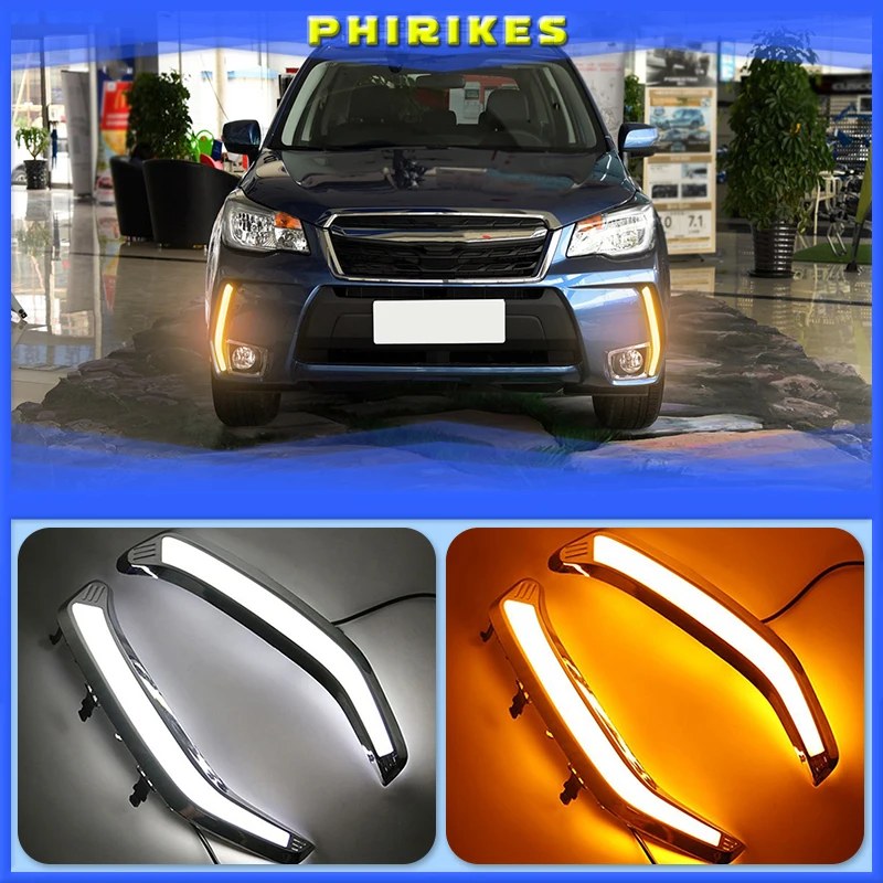 

1set For Subaru Forester 2013 2014 2015 2016 2017 2018 LED DRL Daytime Running Light Daylight Waterproof yellow Signal lamp