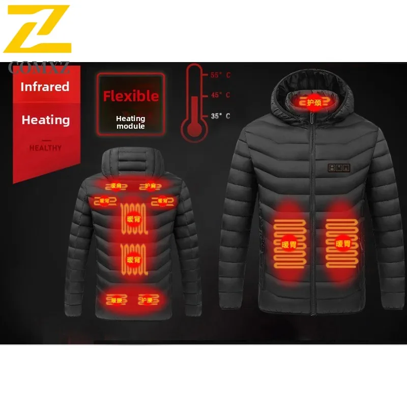 2025 USB Heated Jacket  Smart Thermal Coat with Battery Pack Waterproof Windproof Winter Warm Parka for Men Women Outdoor Sport