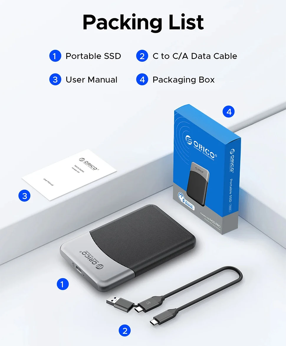 オリコポータブル SSD 外付けハードディスク 1 TB 512 ギガバイト